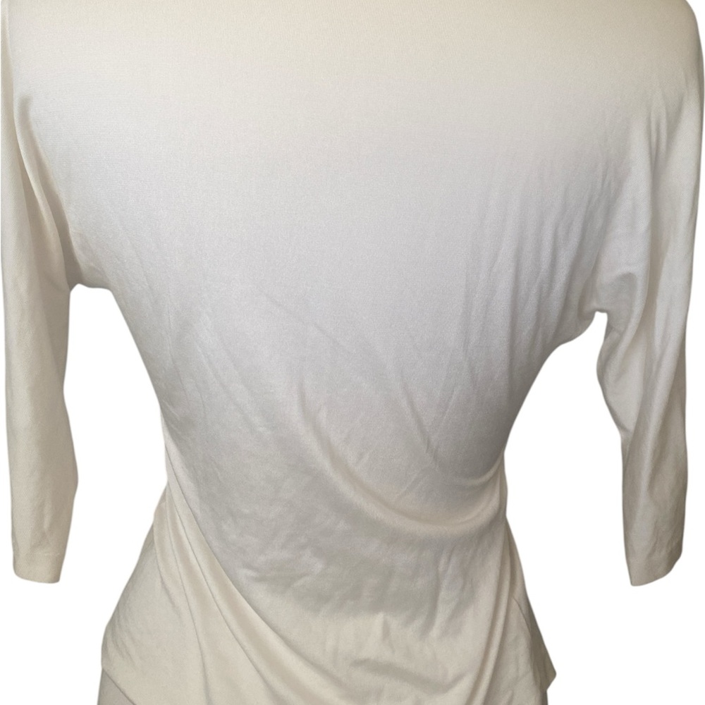 Badgley Mischka Cream V-Neck Draped Front Blouse - Picture 6 of 6